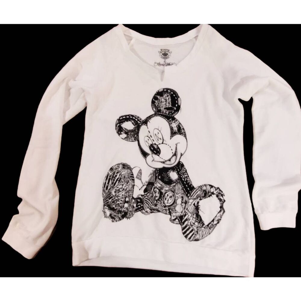 LAUREN MOSHI DISNEY COUTURE WHITE & BLACK SWEATSHIRT NWOT Small